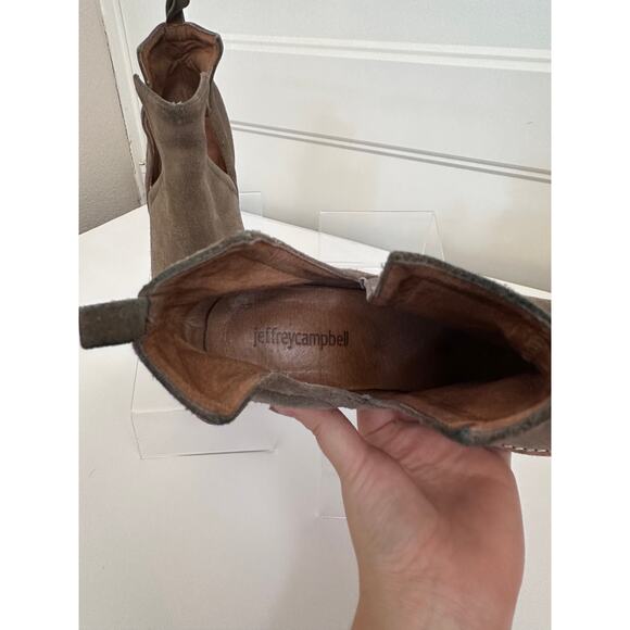 Jeffrey Campbell Women Cromwell Taupe Western Cowboy Metal Tip Boots sz 7.5 - Picture 7 of 11